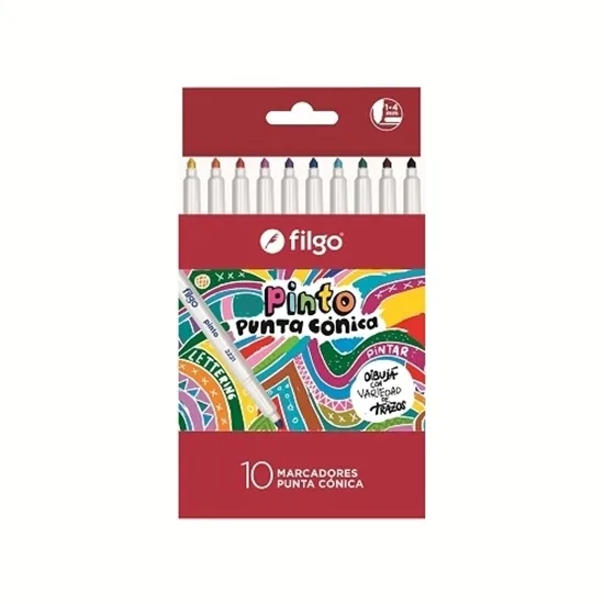 10 Marcadores Punta Conica - Filgo