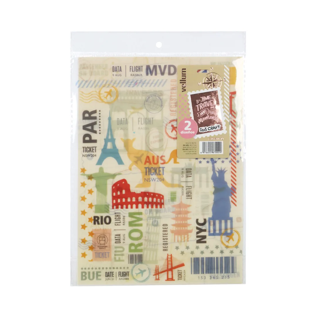 2 Hojas Papel Vegetal Travel - Ibi Craft