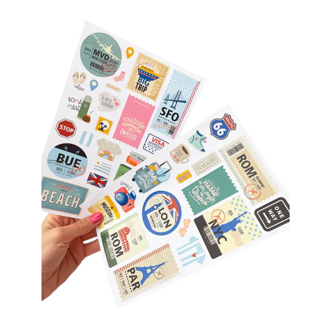 2 Planchas con 40 Stickers Travel - Ibi Craft 2