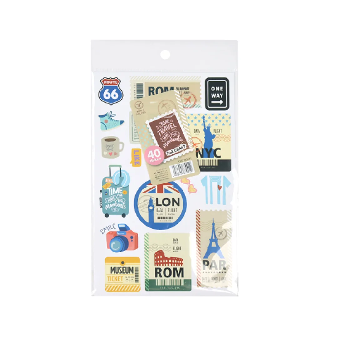 2 Planchas con 40 Stickers Travel - Ibi Craft