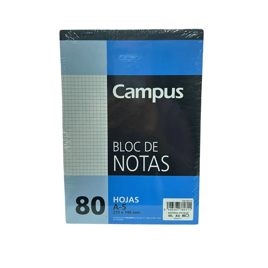 Block Cuadriculado 80 hojas A5 - Campus