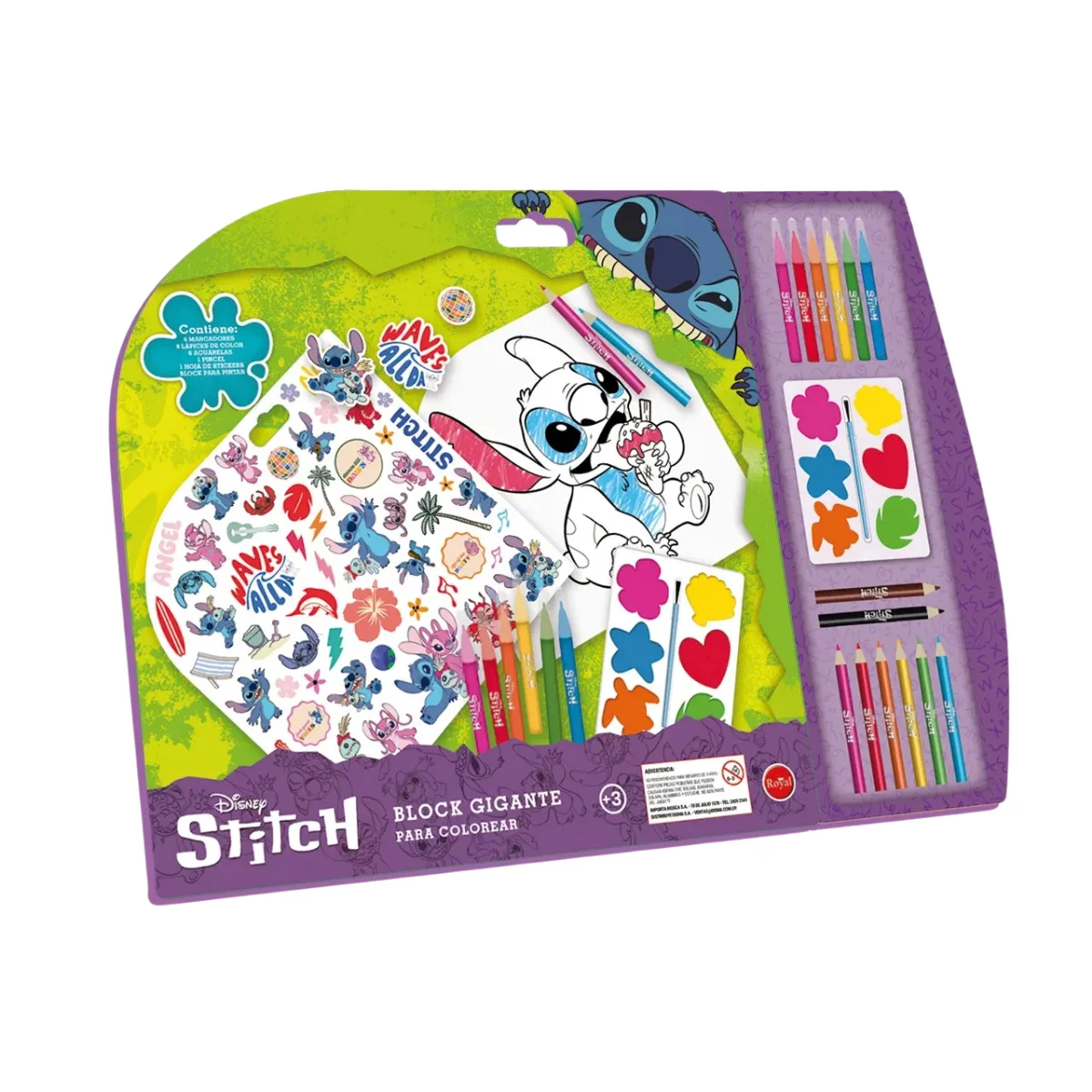 Block Gigante con Colores y Stickers - Stitch