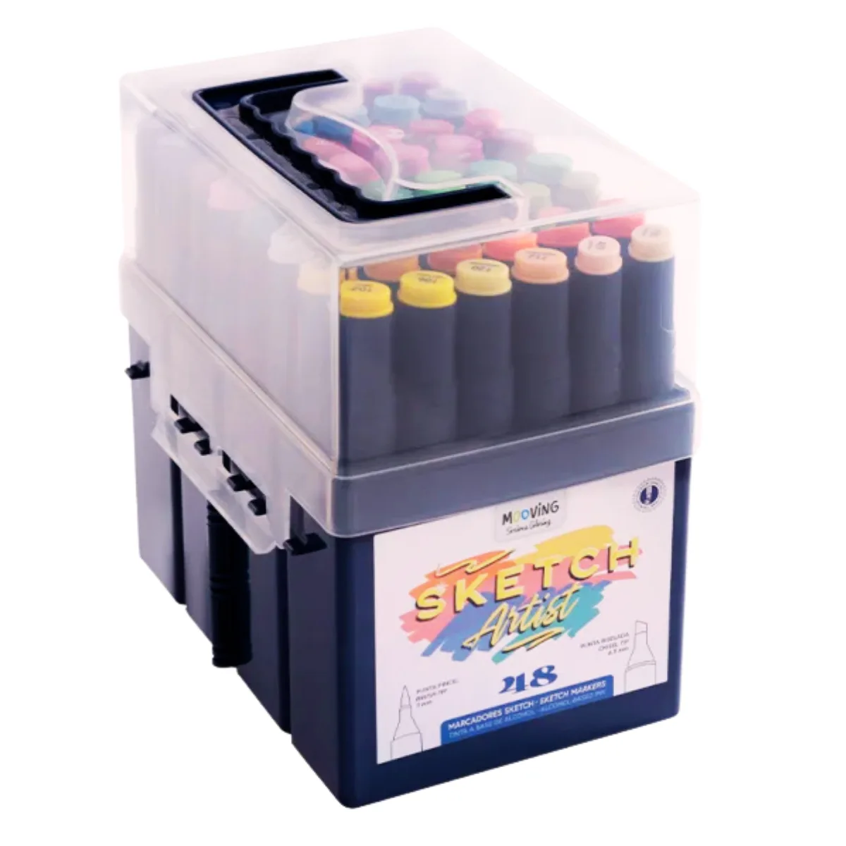 Caja 48 Marcadores Sketch Mooving Doble Punta