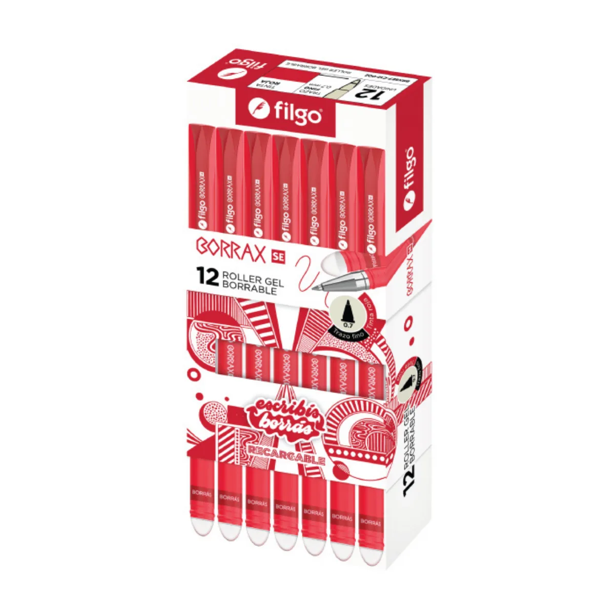 Caja x12 Lapiceras Gel Borrable - Filgo