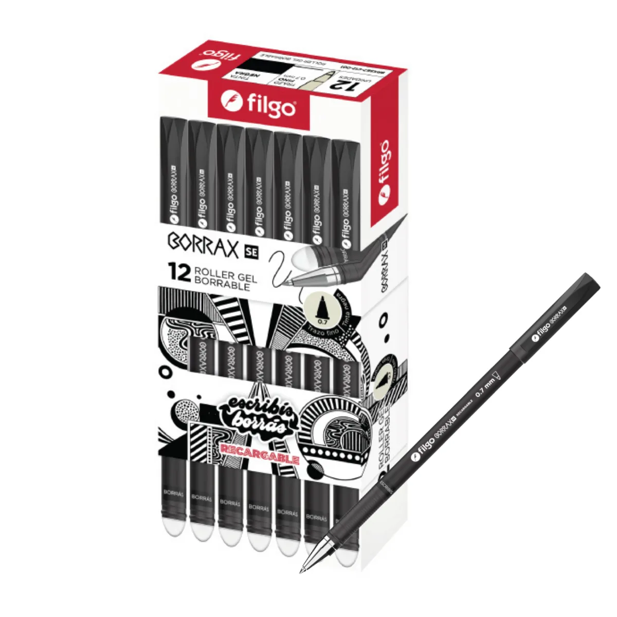 Caja x12 Lapiceras Gel Borrable - Filgo