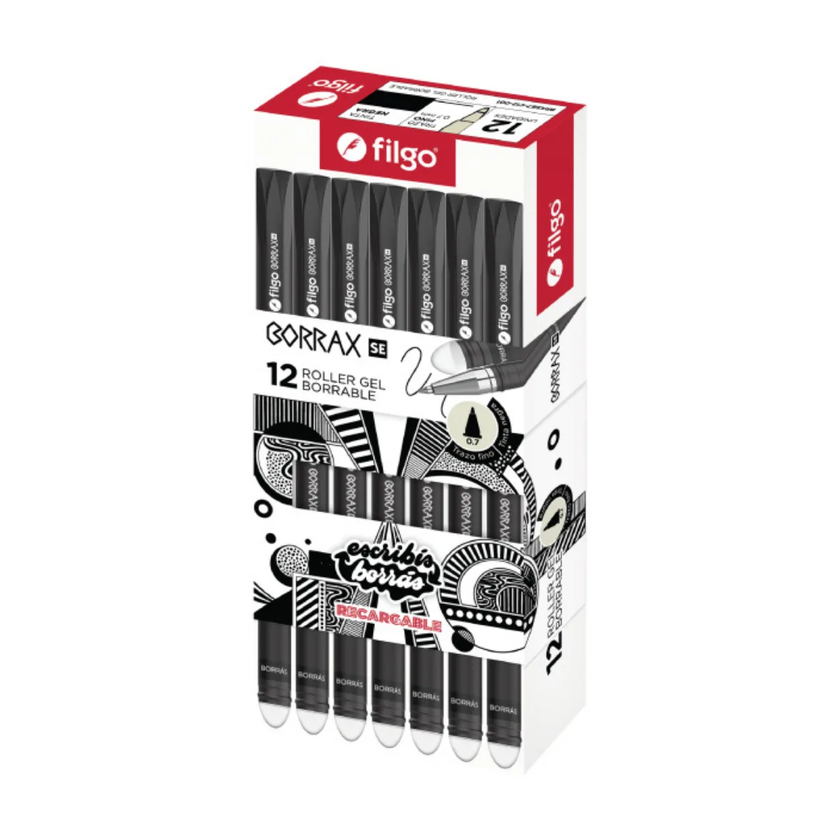 Caja x12 Lapiceras Gel Borrable - Filgo