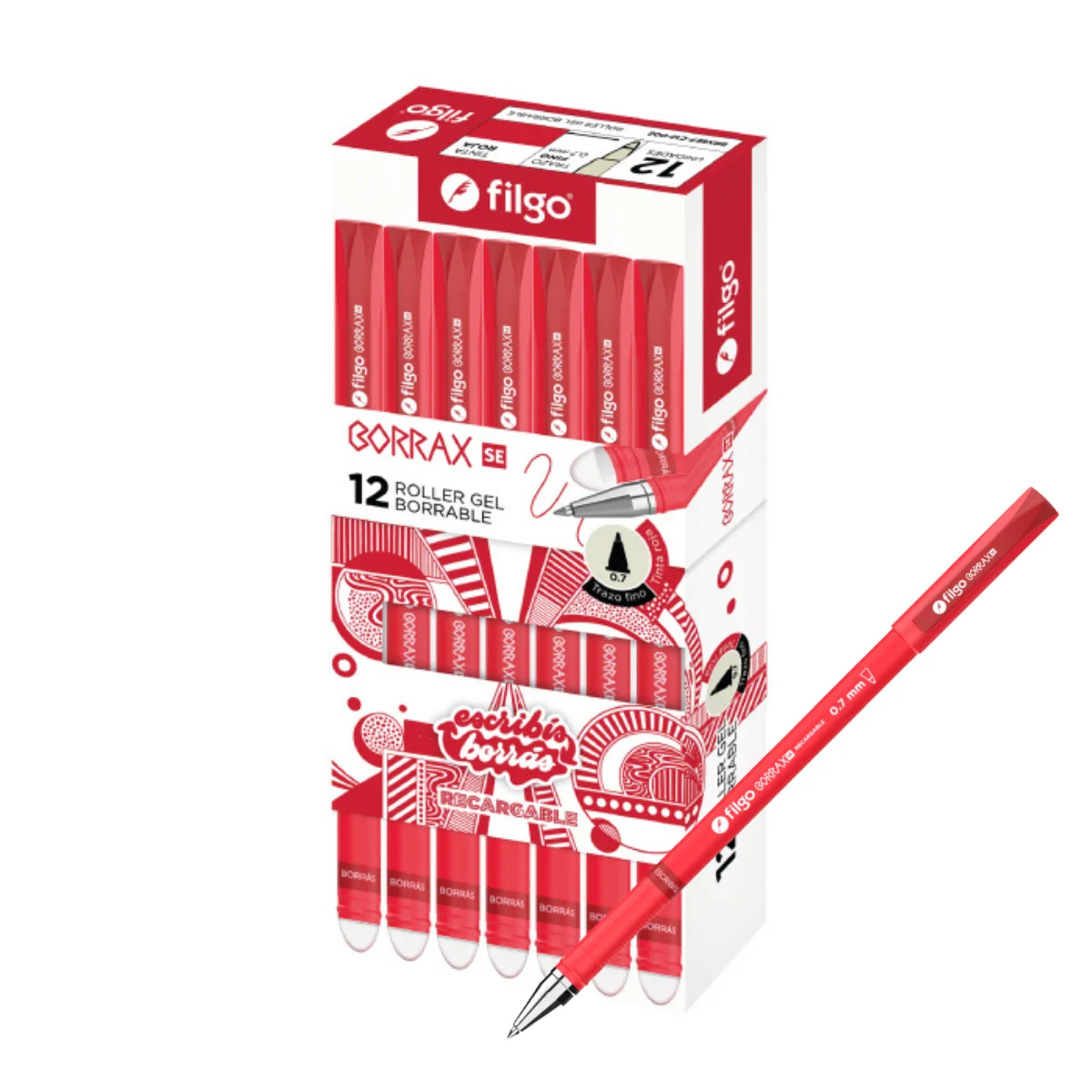 Caja x12 Lapiceras Gel Borrable - Filgo