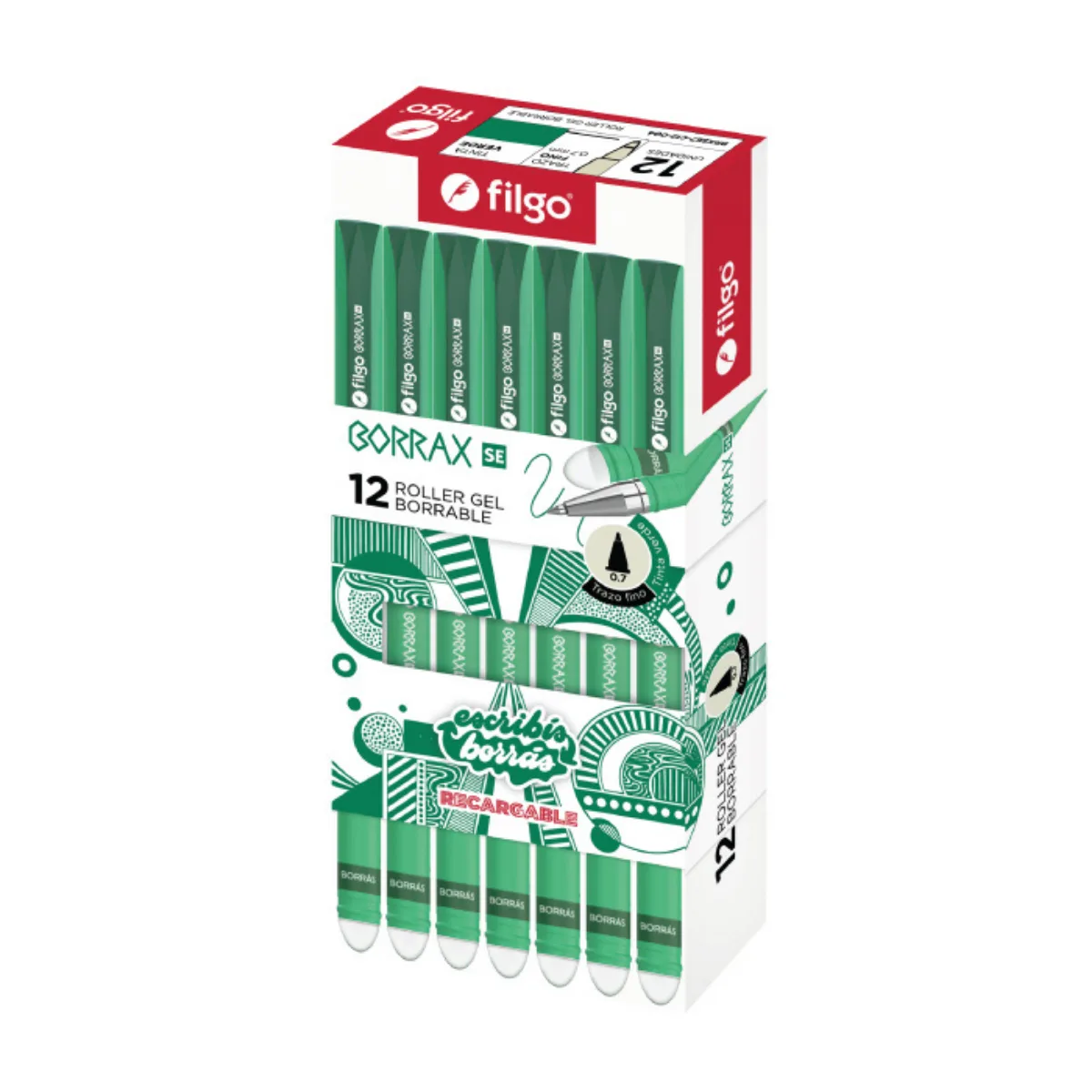 Caja x12 Lapiceras Gel Borrable - Filgo