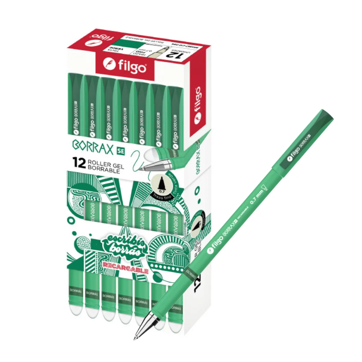 Caja x12 Lapiceras Gel Borrable - Filgo