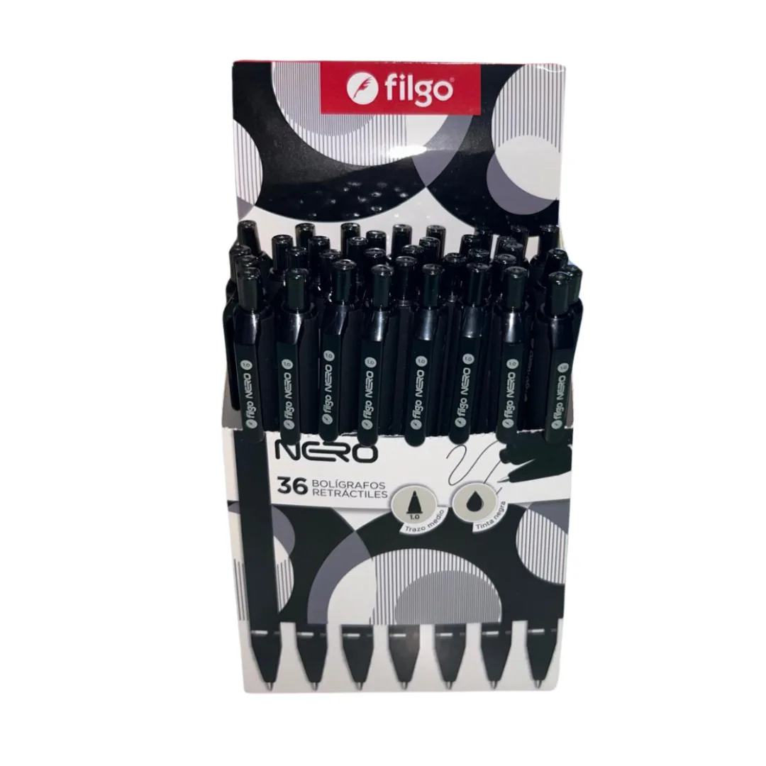 Caja x36 Lapiceras Retractil Nero - Filgo 3