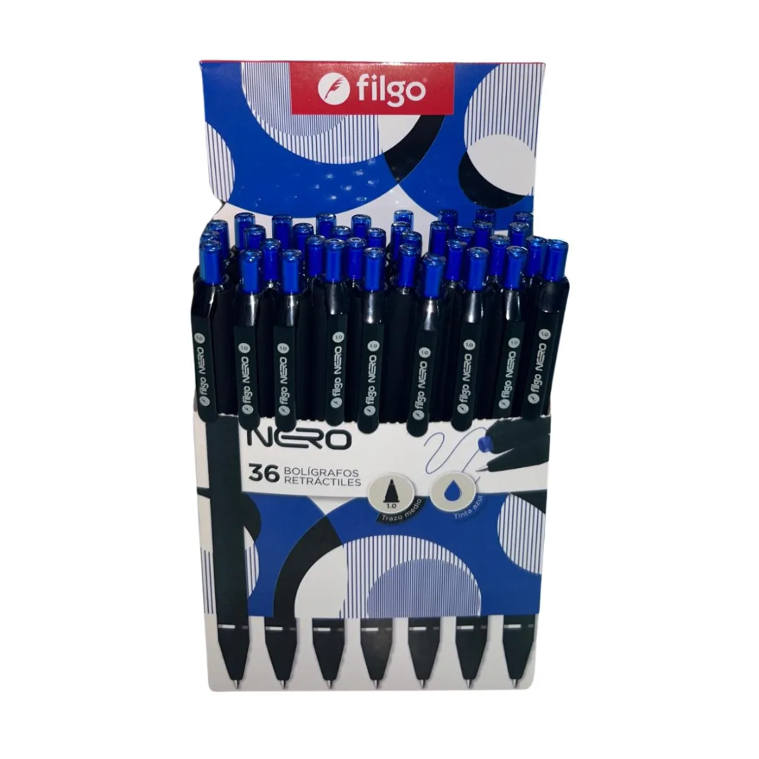 Caja x36 Lapiceras Retractil Nero - Filgo 4