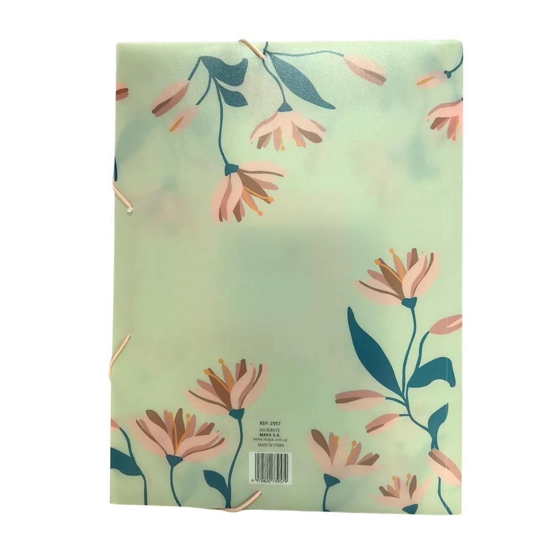 Carpeta A4 Plastica c/elastico Floral - Ibi Craft