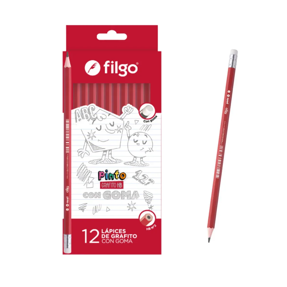 Lápiz de Grafito HB con Goma - Filgo