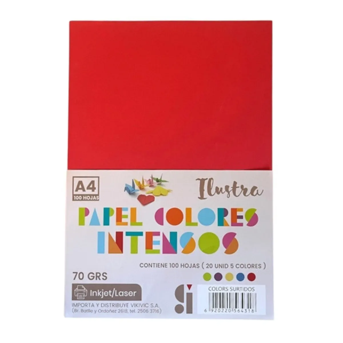Pack 100 Hojas A4 - 5 Colores Intensos