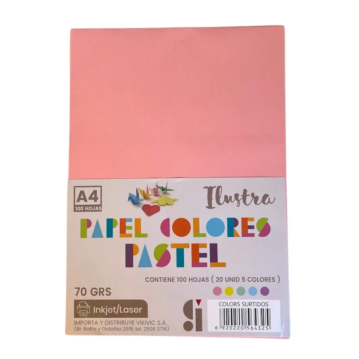 Pack 100 Hojas A4 - 5 Colores Pasteles