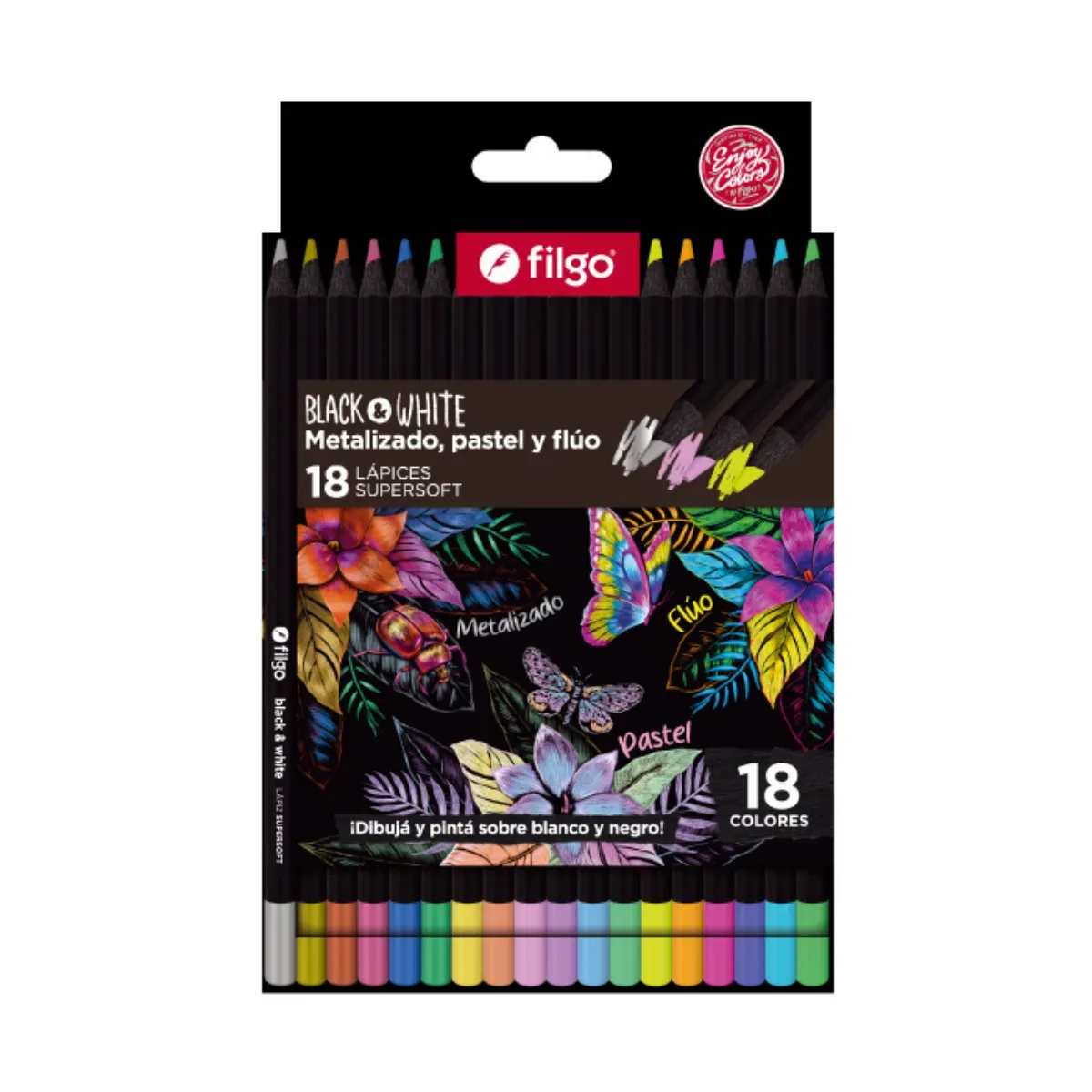Colores SuperSoft Metalizados Neón Pastel x12 - Filgo