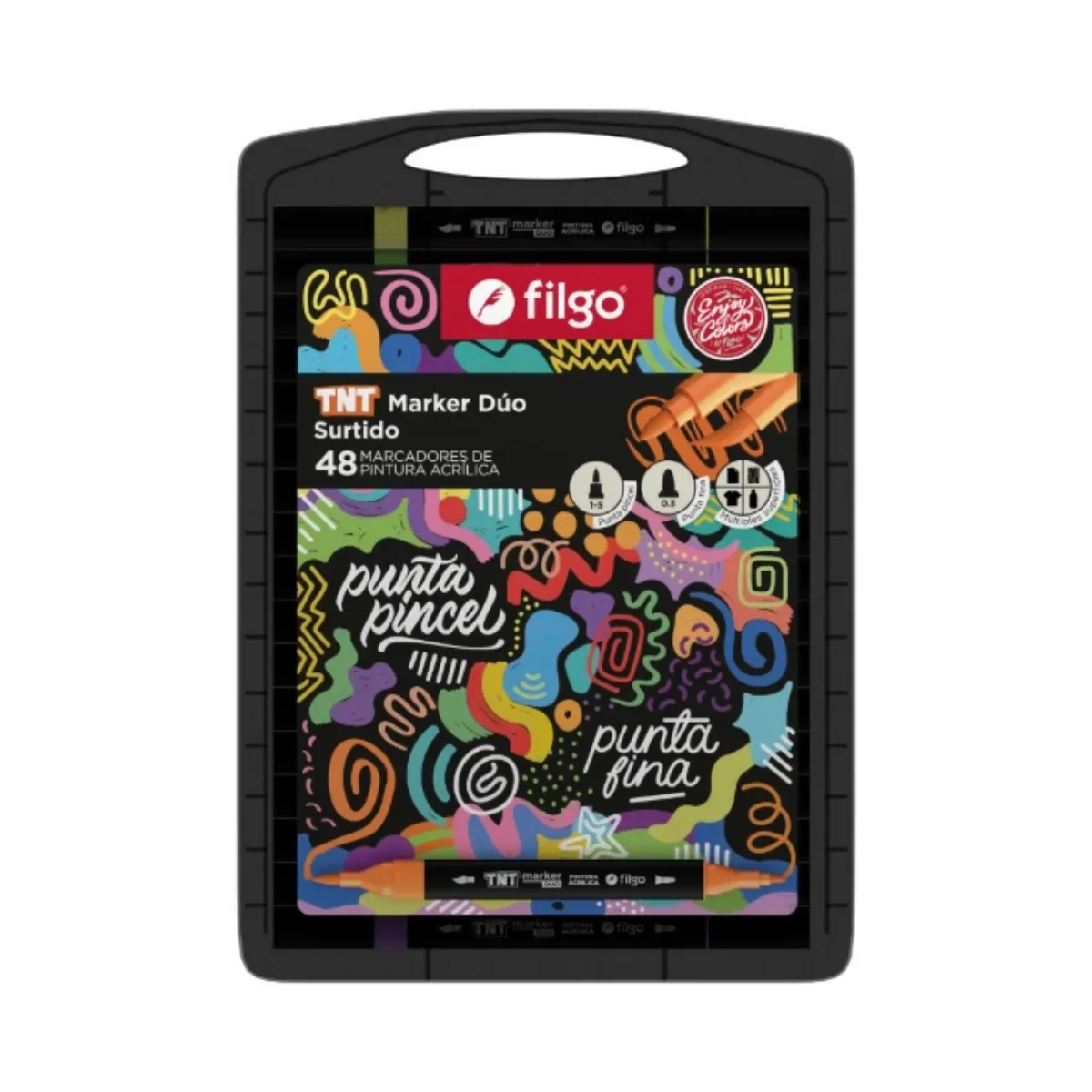 Valija x48 Marcadores TNT Doble Punta - Filgo