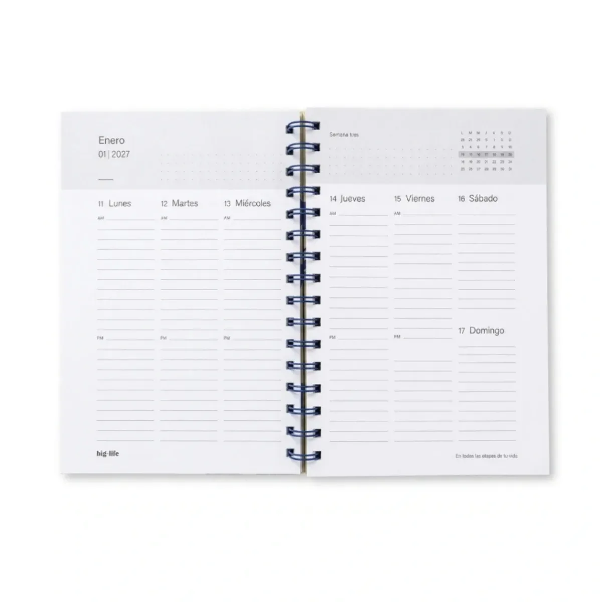 Agenda Semanal 2027 Blue Organic 16x22cm