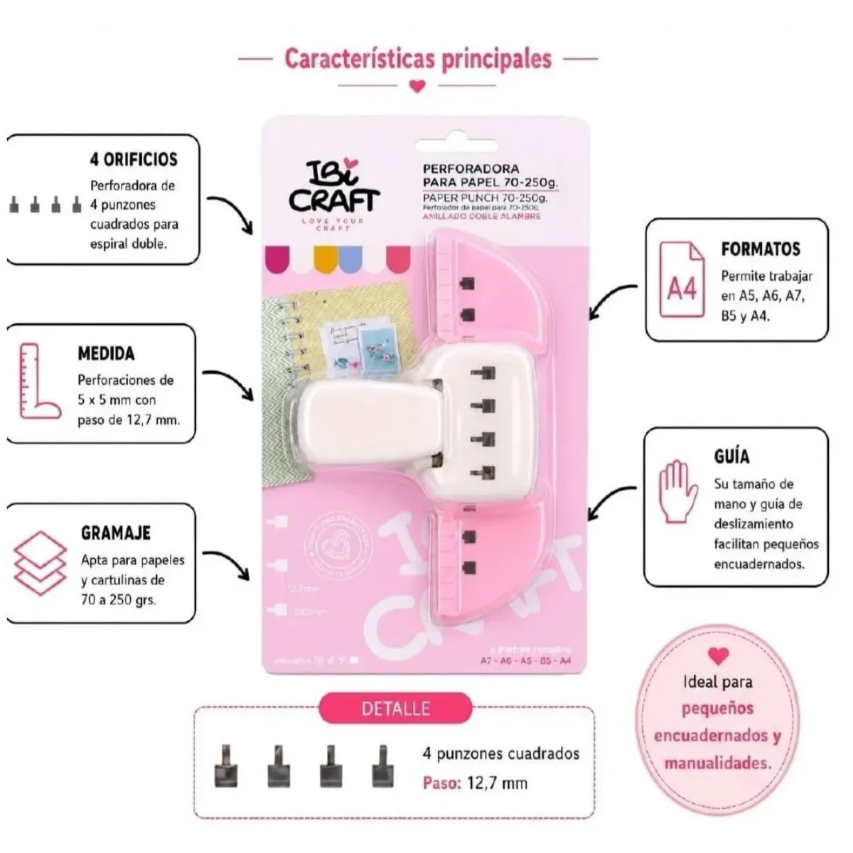Perforadora Ibi Craft para Encuadernación 4 Agujeros