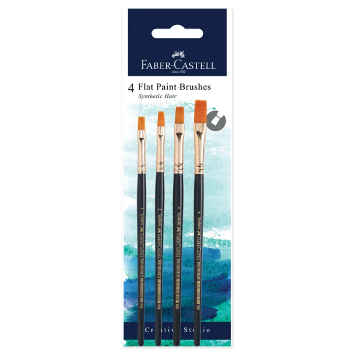 Set 4 Pinceles Punta Chata - Faber Castell 