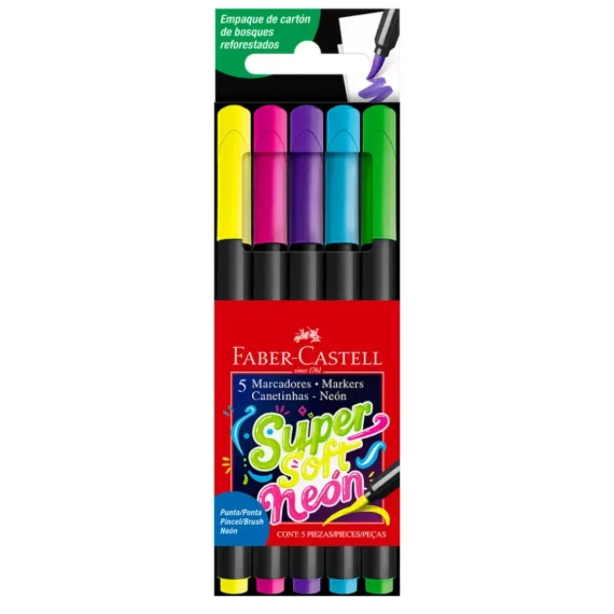 Marcadores Supersoft x5 Neón - Faber Castell