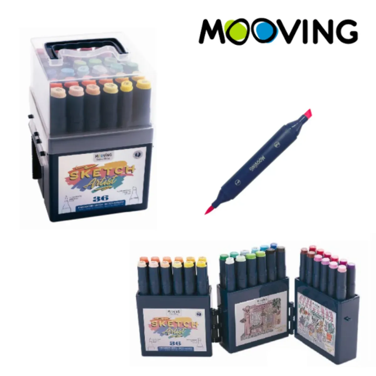 Caja x36 Marcadores Sketch Mooving Doble Punta