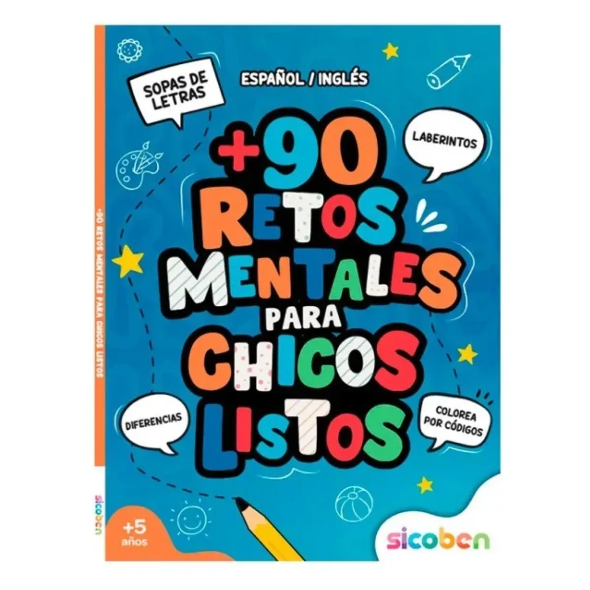 Libro +90 Retos Mentales Español / Inglés