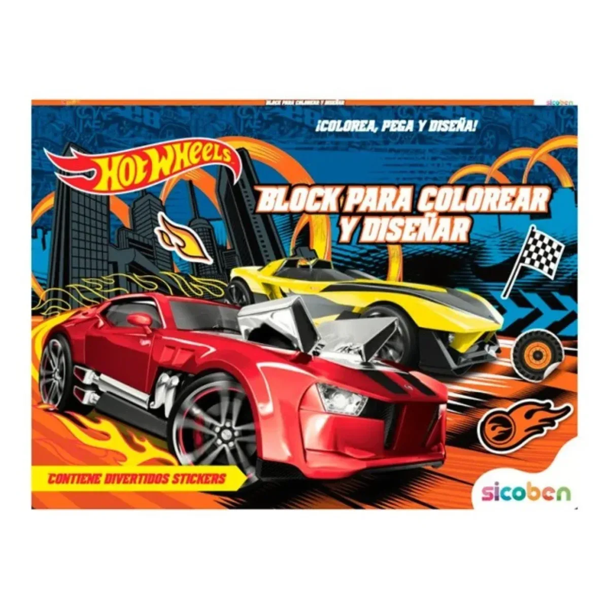 Block para Colorear Hot Wheels