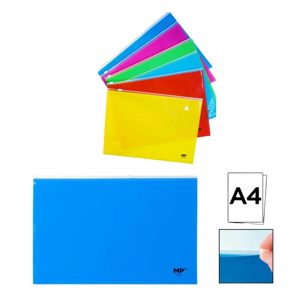 Sobre Plástico Zip A4 de Colores