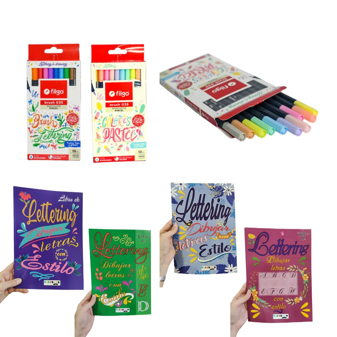 Combo Lettering: Libro y Marcadores