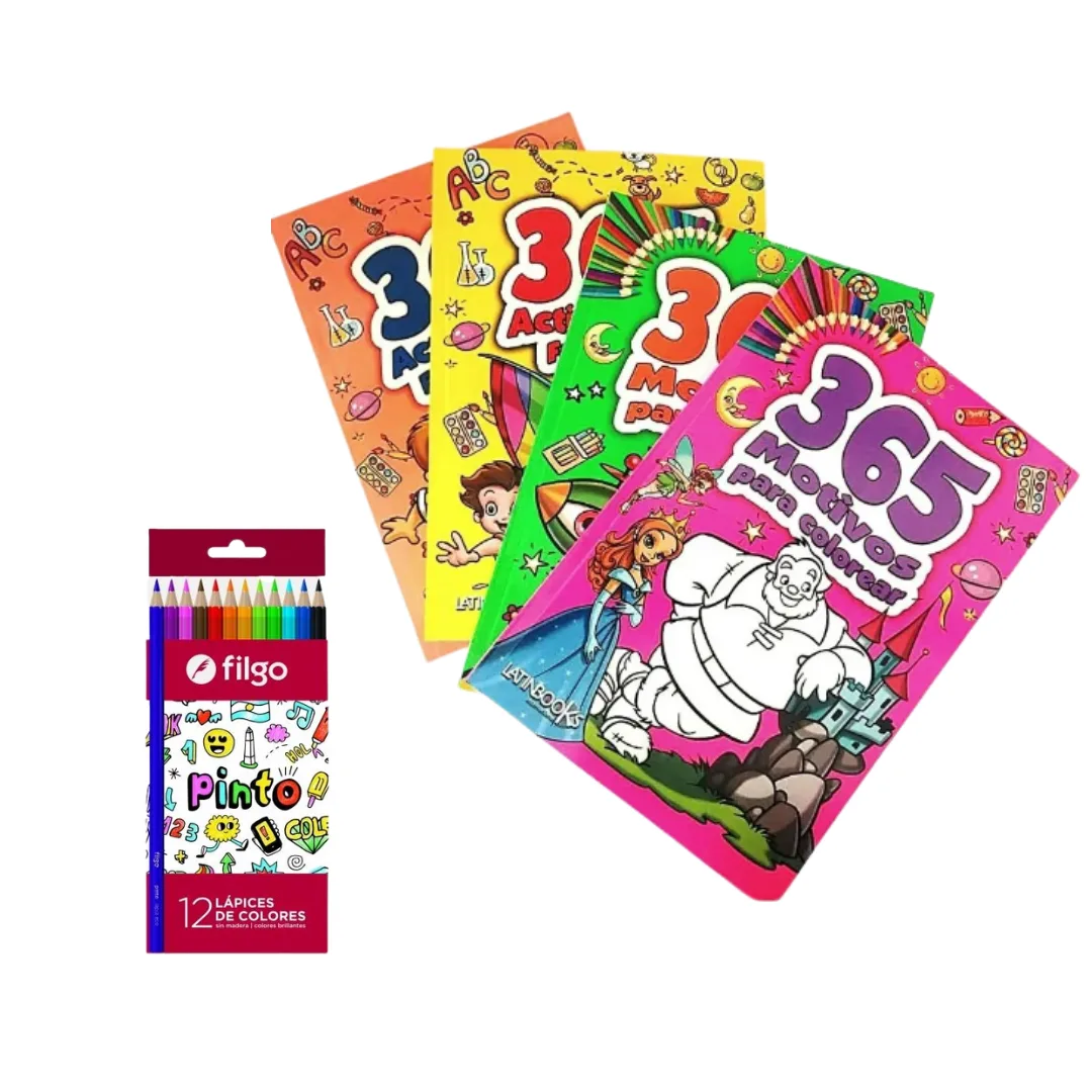 Combo Libro de Actividades O para Colorear + Set 12 Colores