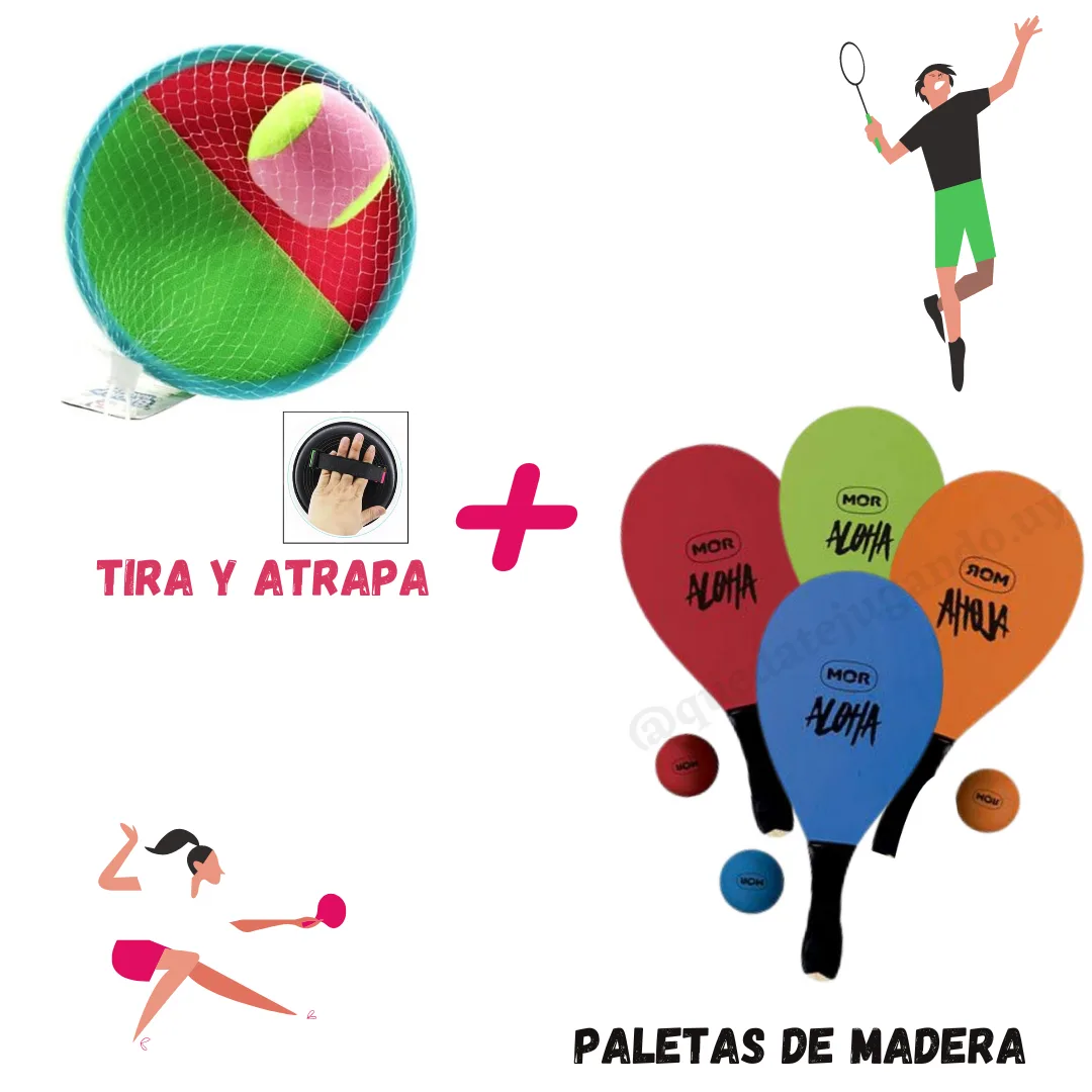 Combo Tira y Atrapa + Paletas de madera