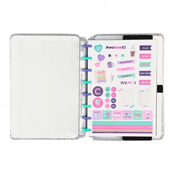 Cuaderno Inteligente A5 con Discos - Glitter Plateado