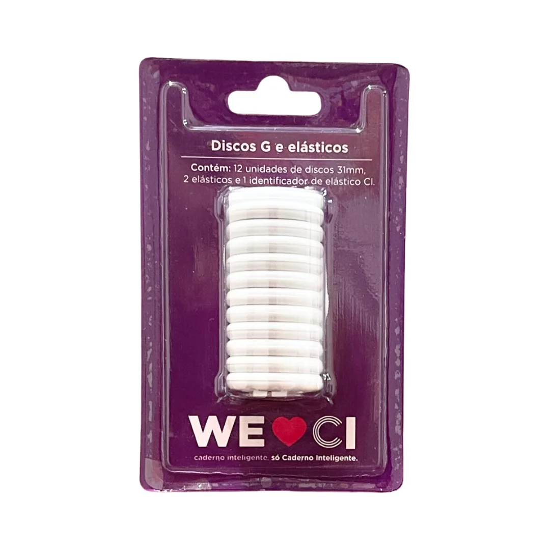 Discos G Blancos y Elastico para Cuaderno Inteligente