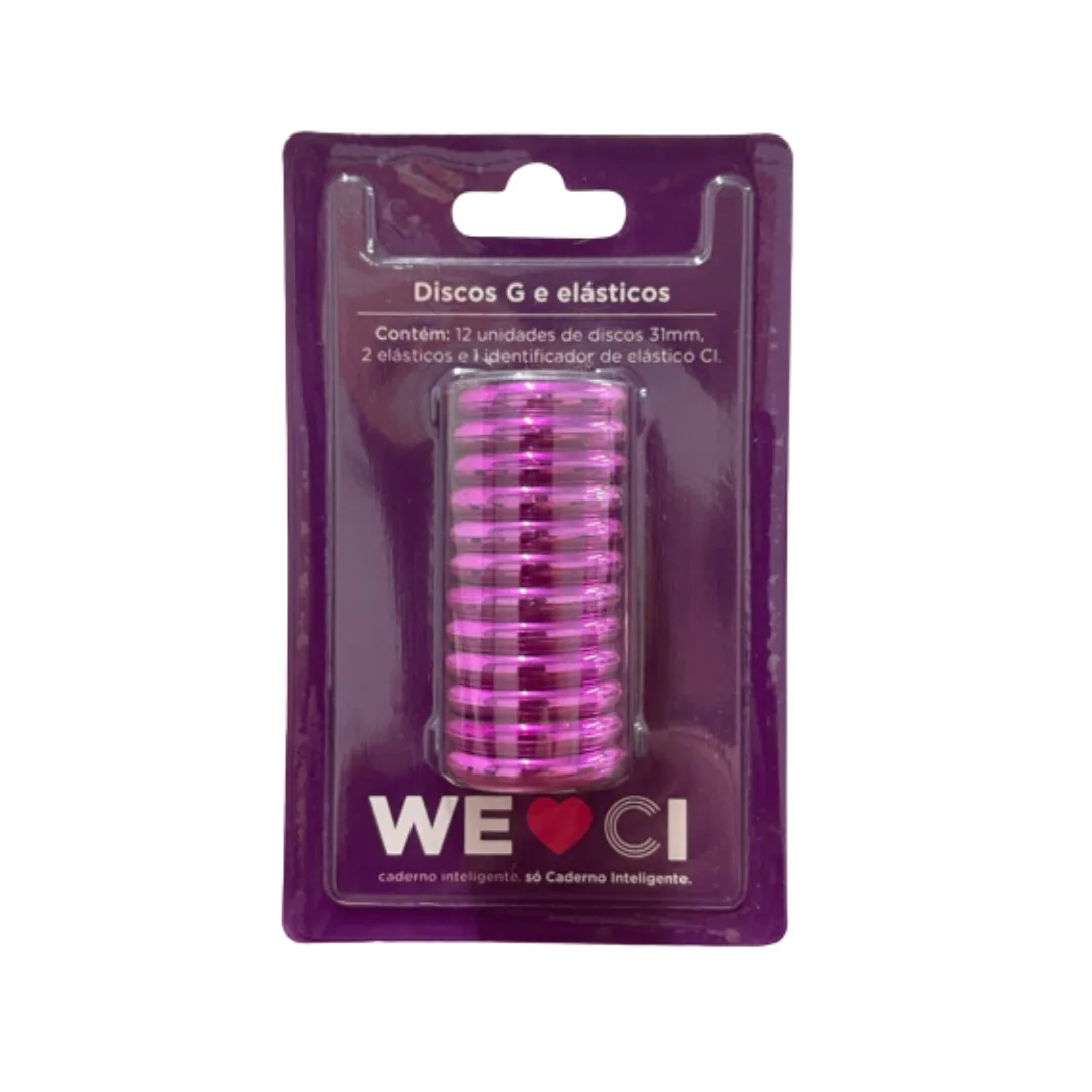 Discos G Fucsia y Elastico para Cuaderno Inteligente