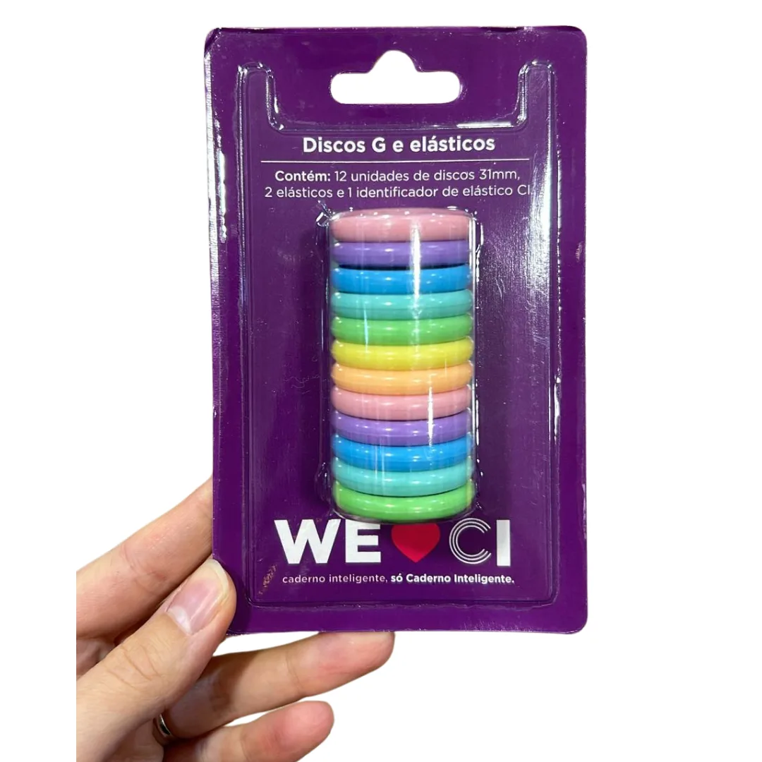 Discos G Multicolor y Elastico para Cuaderno Inteligente