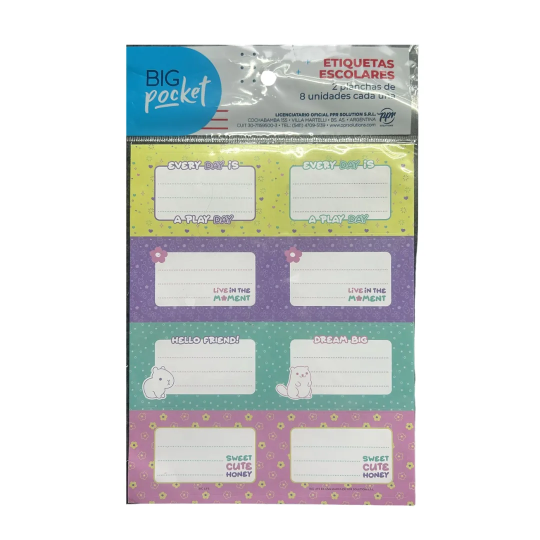 Etiquetas Escolares Pasteles - Big Pocket