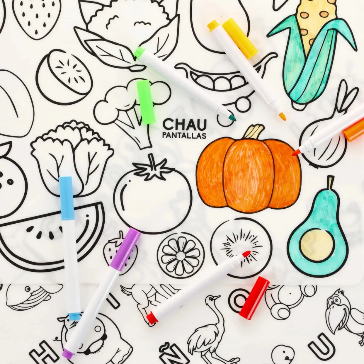 Individuales Lavables Abecedario + Frutas y Verduras - Chau Pantallas 3