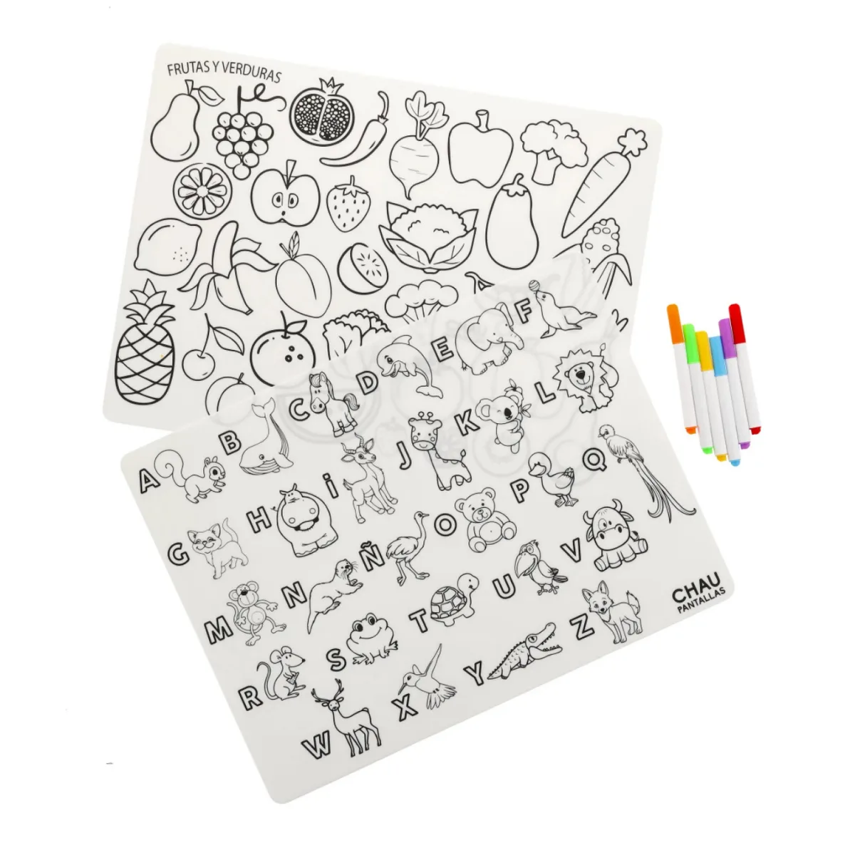 Individuales Lavables Abecedario + Frutas y Verduras - Chau Pantallas 2