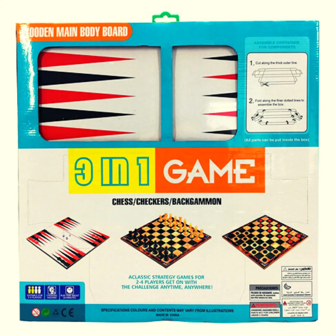 Juego 3 en 1 - Ajedrez, Damas Y Backgammon