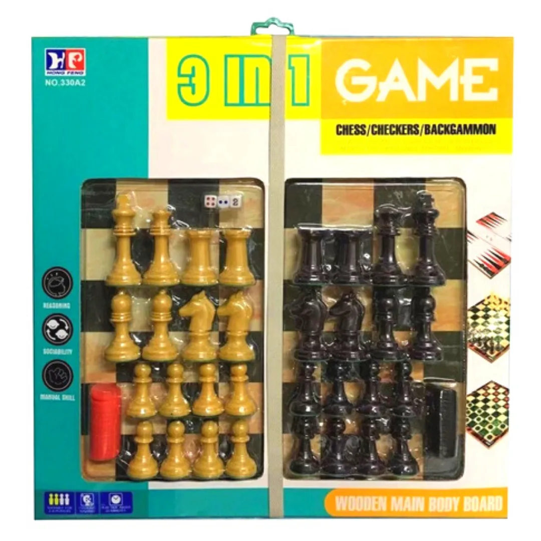 Juego 3 en 1 - Ajedrez, Damas Y Backgammon