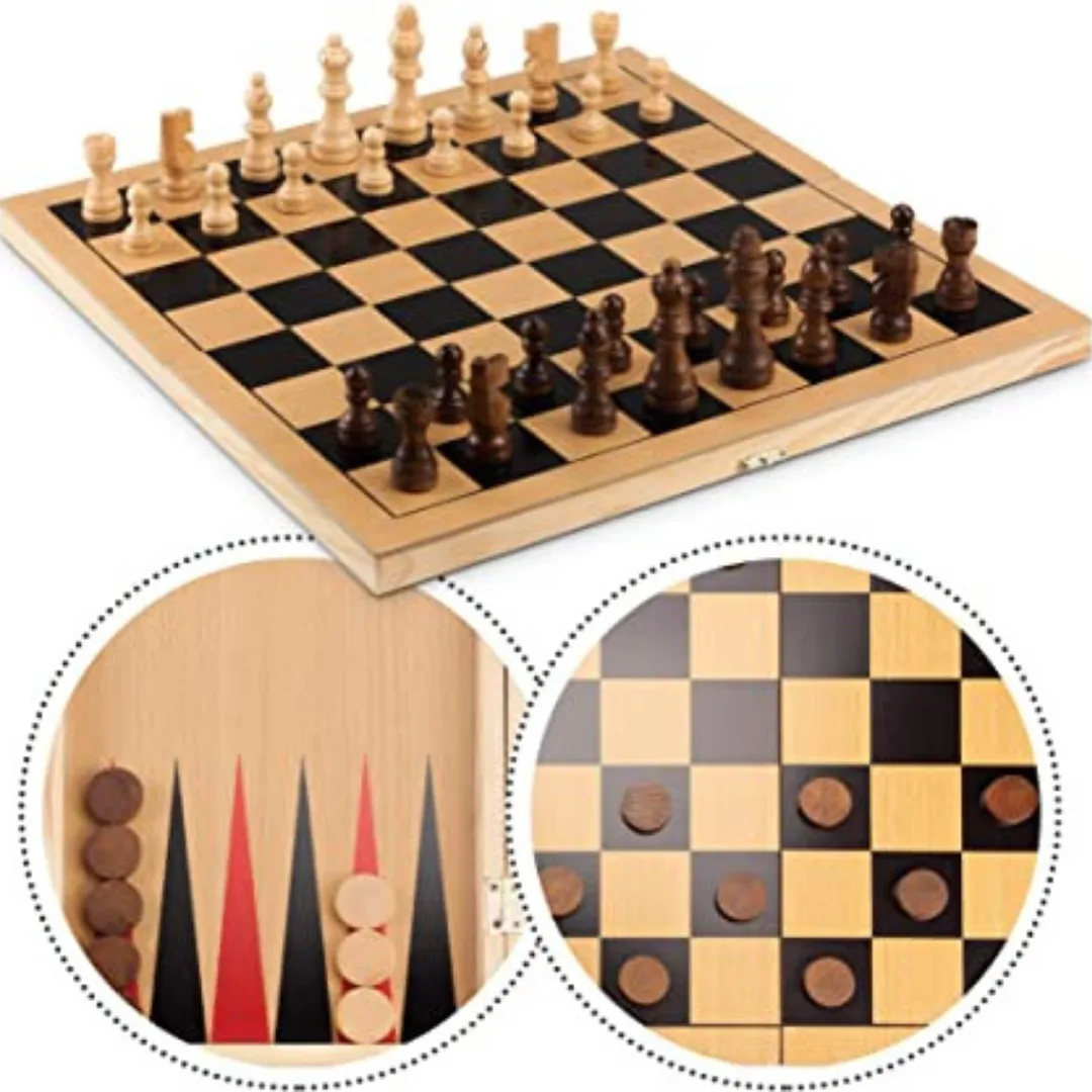 Juego 3 en 1 - Ajedrez, Damas Y Backgammon