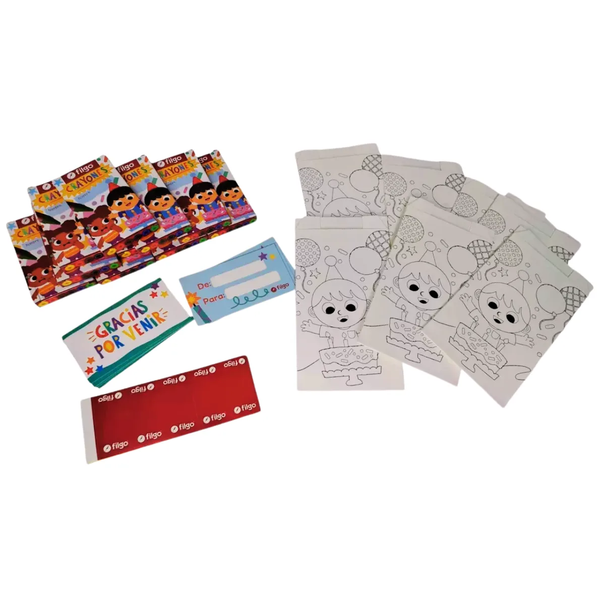 Kit Sorpresita Cumpleaños X10 Party Set Crayones Filgo 3