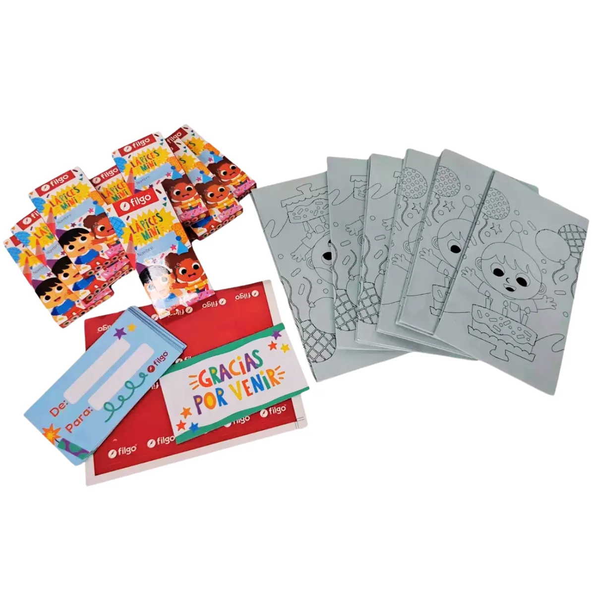Kit Sorpresita Cumpleaños X10 Party Set Lapices mini Filgo