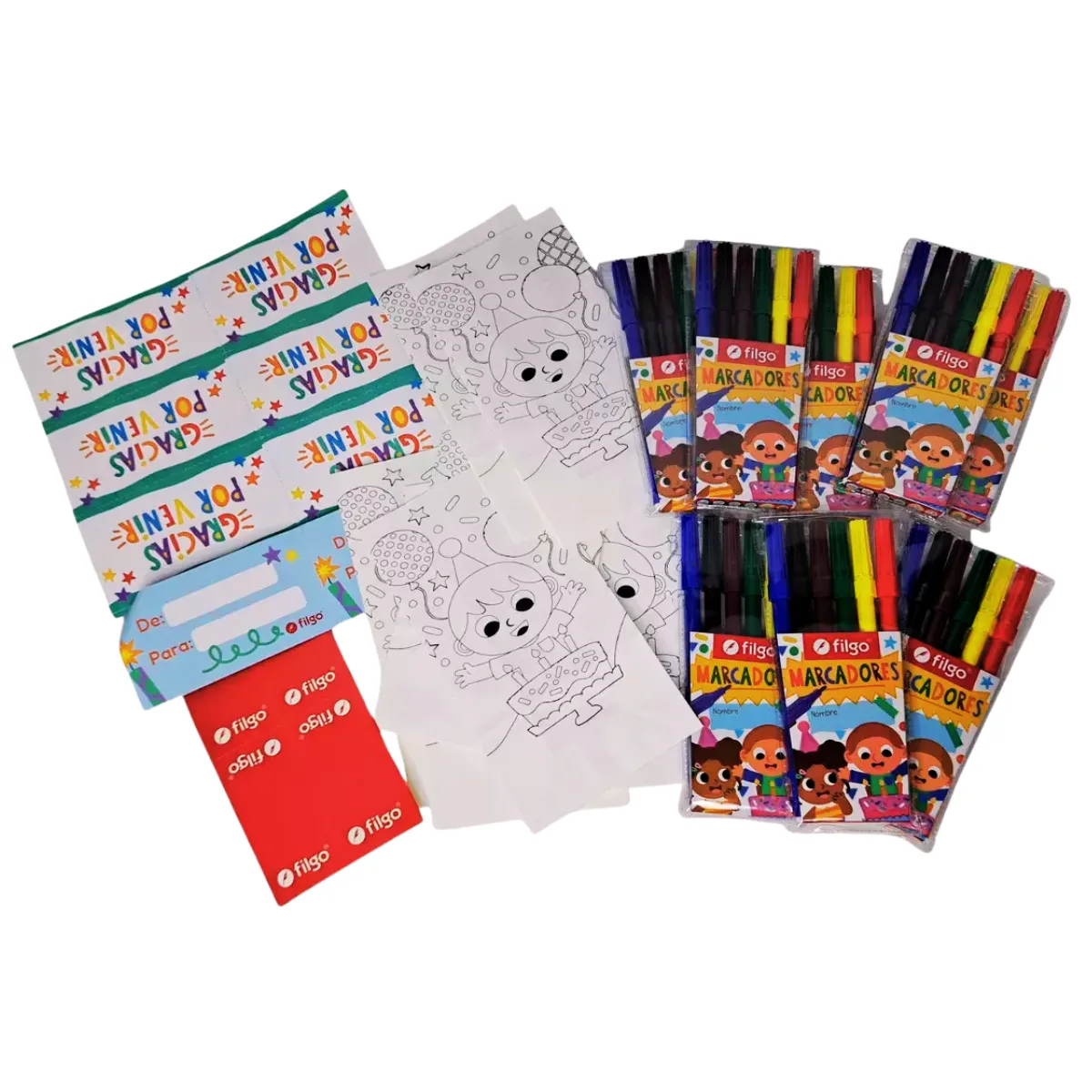 Kit Sorpresita Cumpleaños X10 Party Set Marcadores Filgo 3