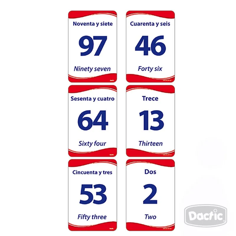 Laminas Numeros 0 al 100 - Español Ingles
