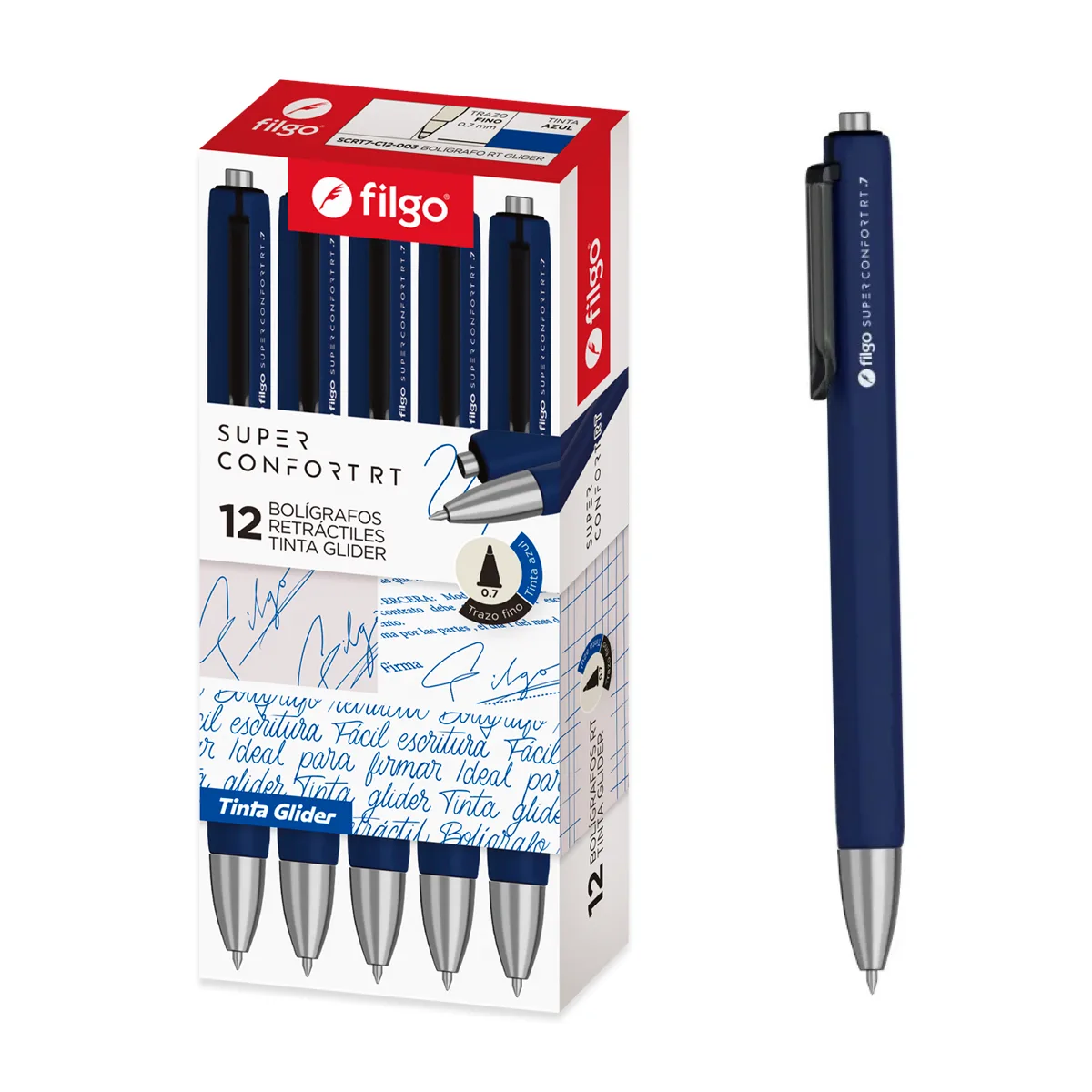 Lapicera Tinta Glider 0,7 Confort Azul - Filgo