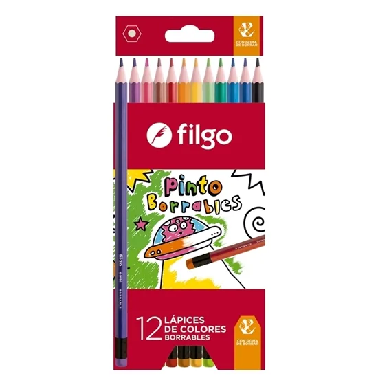 Lapices de Colores Borrables x12 - Filgo