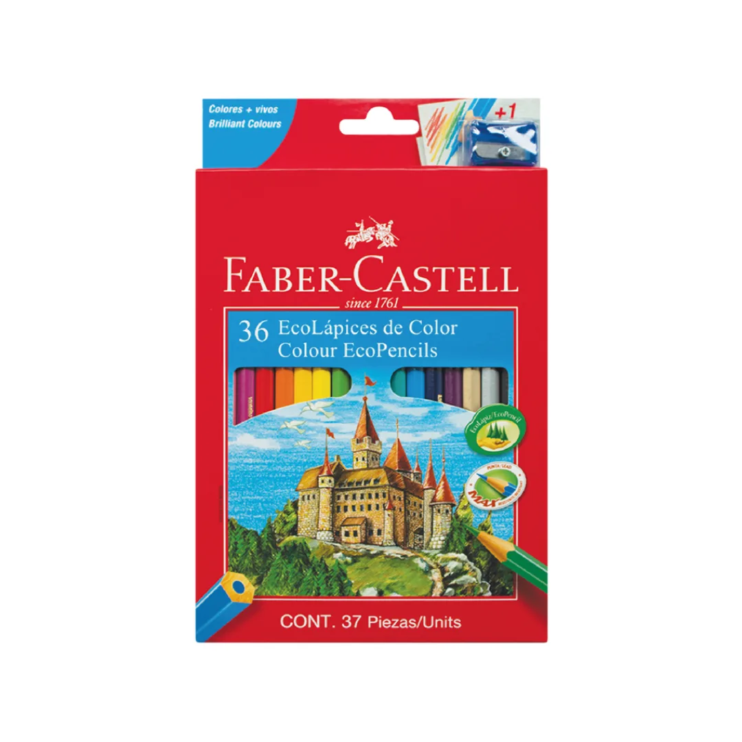 Lapices de Colores x36 con Sacapuntas - Faber Castell