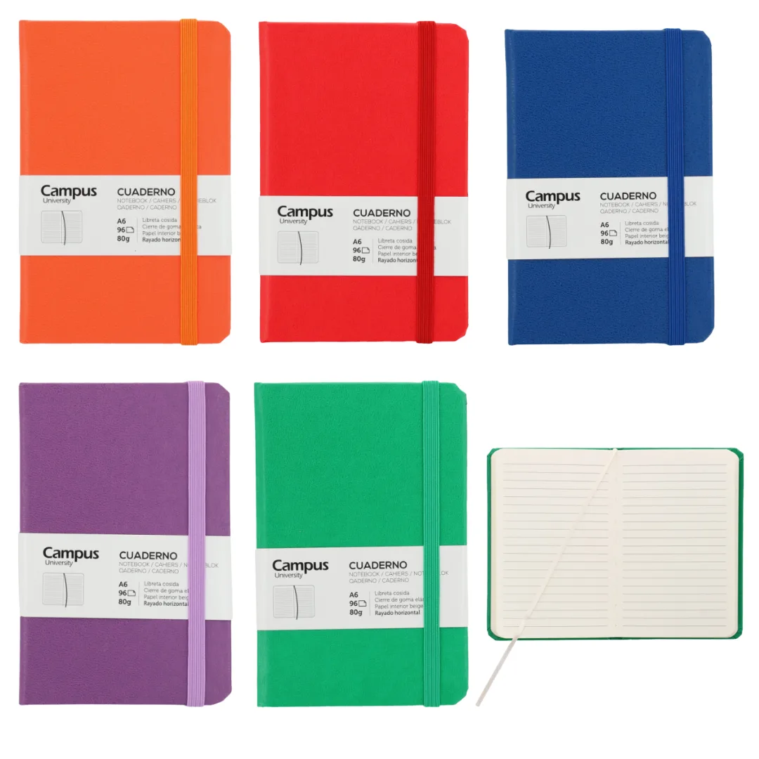 Libreta A6 Tapa Dura con Elastico - Campus